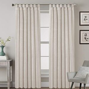 h.versailtex elegant natural linen blended energy efficient light filtering curtains / tab top curtains window treatments panels / drapes for livingroom (set of 2, 52in x 96in，angora)