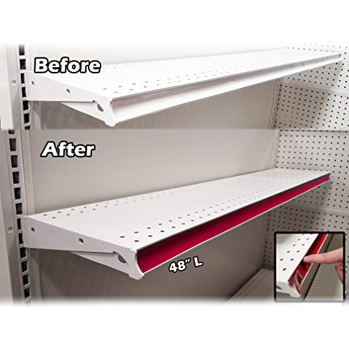 STORE FIXTURES DIRECT Decorative Gondola Shelving Pre Cut Vinyl Insert Strips 48" x 1.25" Shelf C-Channel, Red, 20 Pack