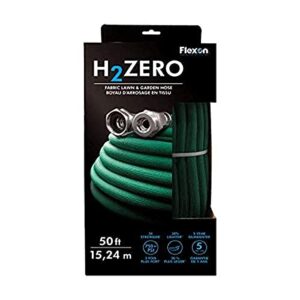 flexon h2zero50cn lightweight fabric garden hose, 50 ft, green