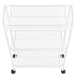 mDesign Steel Rolling Utility Cart Storage Organizer Trolley with 3 Basket Shelves for Laundry Room, Mudroom, Garage, Bathroom Organization - Holds Detergents, Hand Soap - Biro Collection, White