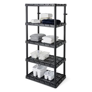 Gracious Living 5 Shelf Knect-A-Shelf Ventilated Extra Heavy Duty Storage Unit 24 x 36 x 72 Organizer System for Home, Garage, Basement & Laundry, Black