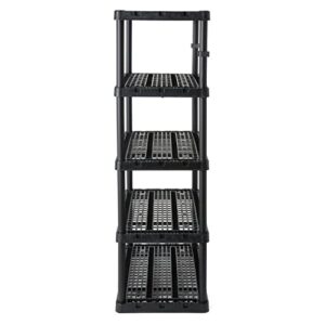 Gracious Living 5 Shelf Knect-A-Shelf Ventilated Extra Heavy Duty Storage Unit 24 x 36 x 72 Organizer System for Home, Garage, Basement & Laundry, Black