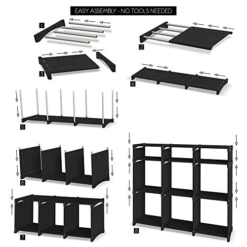 9 Cube Organizer | Set of Storage Cubes Included | DIY Closet Organizer Bins | Cube Organizers and Storage Shelves Unit | Closet Organizer for Bedroom, Playroom, Livingroom, Office, Dorm (Black)