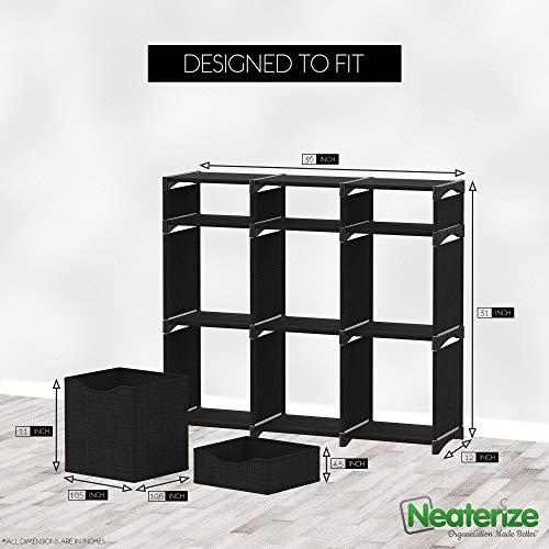 9 Cube Organizer | Set of Storage Cubes Included | DIY Closet Organizer Bins | Cube Organizers and Storage Shelves Unit | Closet Organizer for Bedroom, Playroom, Livingroom, Office, Dorm (Black)