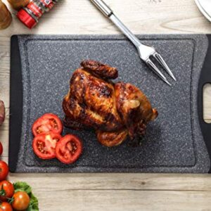 Home & Kitchen Essentials Cutting Boards. Reversible, Marble Granite Gray, BPA Free, Dishwasher Safe, Easy-Grip Handle and Non-Porous with Juice Grooves (Extra Large)