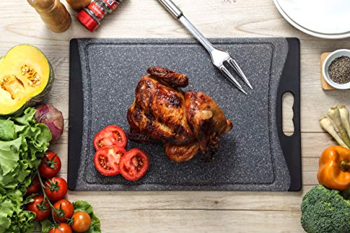 Home & Kitchen Essentials Cutting Boards. Reversible, Marble Granite Gray, BPA Free, Dishwasher Safe, Easy-Grip Handle and Non-Porous with Juice Grooves (Extra Large)