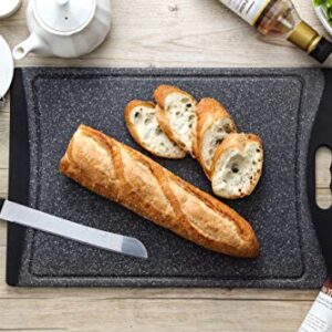 Home & Kitchen Essentials Cutting Boards. Reversible, Marble Granite Gray, BPA Free, Dishwasher Safe, Easy-Grip Handle and Non-Porous with Juice Grooves (Extra Large)