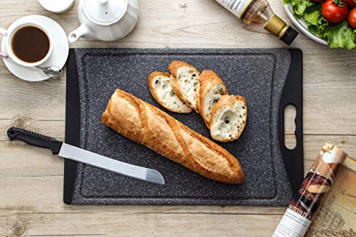 Home & Kitchen Essentials Cutting Boards. Reversible, Marble Granite Gray, BPA Free, Dishwasher Safe, Easy-Grip Handle and Non-Porous with Juice Grooves (Extra Large)