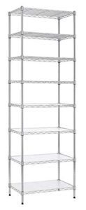 finnhomy 8-tier wire shelving unit, adjustable pantry shelves, 8 shelves metal shelving for storage, wire storage racks or two 4-tier shelving units with 8 pieces of pe mat, nsf certified, chrome