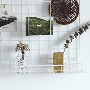FRIADE Wall Grid Panel Hanging Basket with Hooks,Bookshelf,Display Shelf,Wall Organizer and Storage Shelf for Home Supplies,1 Set of 3 (White)