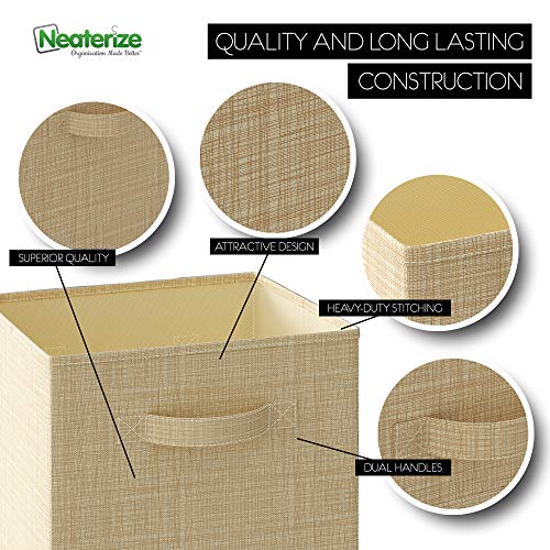 Cube Storage Baskets For Organizing - 13x13 Inch - Set of 6 Heavy-Duty Storage Cubes For Storage and Organization. Perfect Bins For Cubby Storage Boxes Or Cube Storage Organizer (Textured Beige)