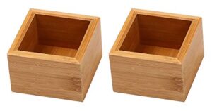 ybm home bamboo drawer organizer storage box for kitchen drawer, junk drawer, office, bedroom, children room, craft, sewing, and bathroom, 2 pack 3x3x2 inch