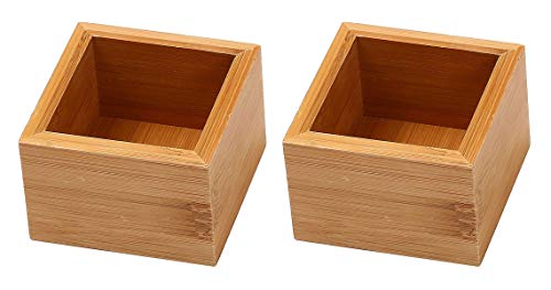 YBM HOME Bamboo Drawer Organizer Storage Box for Kitchen Drawer, Junk Drawer, Office, Bedroom, Children Room, Craft, Sewing, and Bathroom, 2 Pack 3x3x2 inch