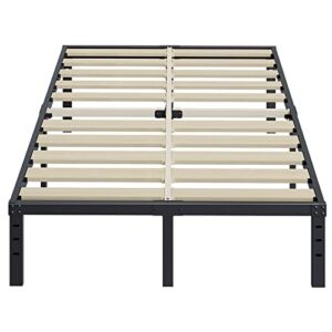 ziyoo king bed frame 16 inches tall, 3 inches wide wood slats with 3500 pounds support, no box spring needed for foam mattress, underbed storage space, easy assembly, noise free-black