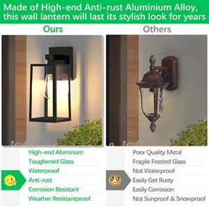 MAXvolador Outdoor Wall Lantern, Exterior Waterproof Wall Sconce Light Fixture, Matte Black Anti-Rust Wall Mount Light with Clear Glass Shade, E26 Socket Wall Lamp for Porch(Bulb Not Included)