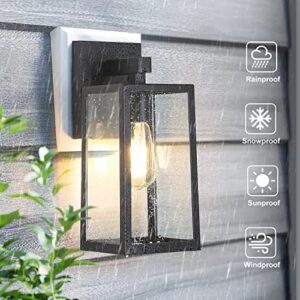 MAXvolador Outdoor Wall Lantern, Exterior Waterproof Wall Sconce Light Fixture, Matte Black Anti-Rust Wall Mount Light with Clear Glass Shade, E26 Socket Wall Lamp for Porch(Bulb Not Included)
