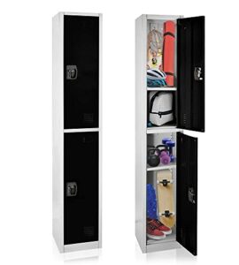 adiroffice large school locker with 2 doors 2 hooks storage locker for garage storage - office storage lockers (2 door, black)