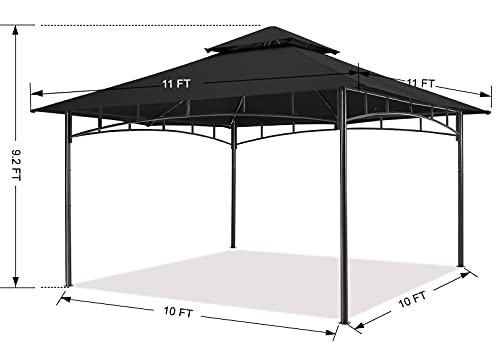 MASTERCANOPY Outdoor Garden Gazebo for Patios with Stable Steel Frame(11x11, Black)