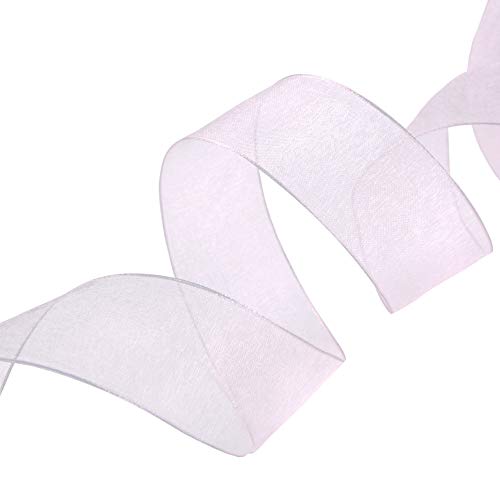 VATIN Christmas Ribbon Sheer Organza Wired Ribbon 1-1/2 inch 25 Yards ( 75Ft ) -Light Pink/Baby Pink ,Perfect for Making Bows and Wreaths