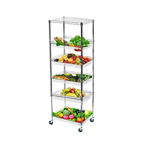 Omega 14" Deep x 48" Wide x 92" High 6 Tier Chrome Mobile Basket Unit