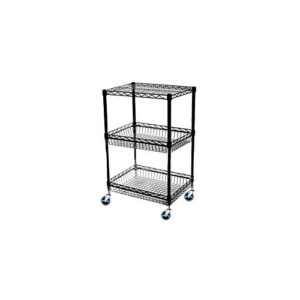 Omega 18" Deep x 24" Wide x 42" High 2 Tier Black Mobile Basket Unit