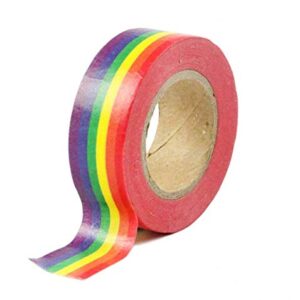 10 Rolls Masking Tape Rainbow Washi Tape DIY Decorative Tapes 0.6 Inches x 11 Yards, Horizontal Pattern