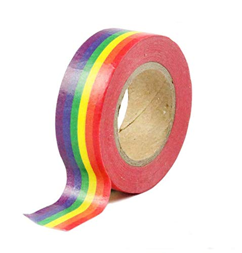 10 Rolls Masking Tape Rainbow Washi Tape DIY Decorative Tapes 0.6 Inches x 11 Yards, Horizontal Pattern