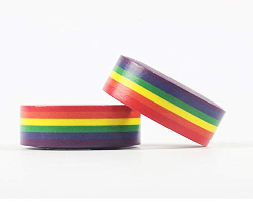 10 Rolls Masking Tape Rainbow Washi Tape DIY Decorative Tapes 0.6 Inches x 11 Yards, Horizontal Pattern