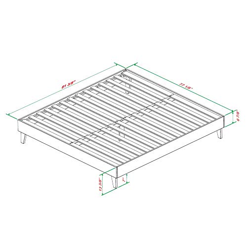 Walker Edison Mid Century Modern Wood King Platform Bed Frame No Box Spring Needed Bedroom Headboard Base, King, Walnut