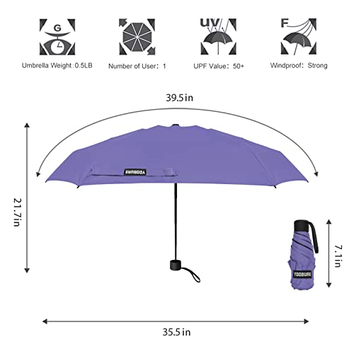 Yoobure Small Mini Umbrella with Case Light Compact Design Perfect for Travel Lightweight Portable Parasol Outdoor Sun&Rain Umbrellas