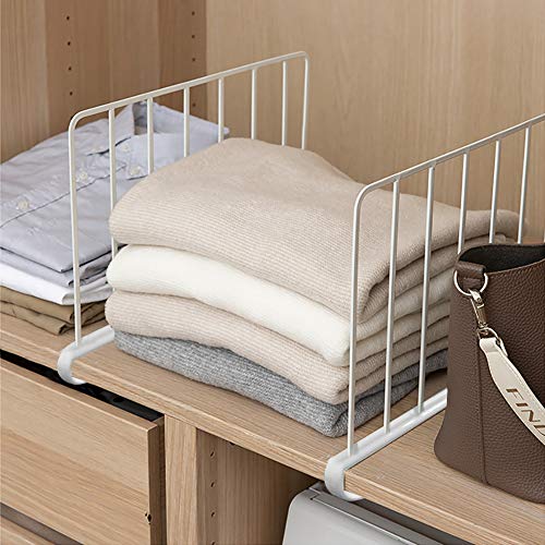 Shelf Dividers Closet Shelf Dividers Closet Wire Shelf Dividers Wire Closet Shelf Dividers Separator Steel Organizers Closet Organizer in Cabinets Kitchen Office (8 Packs) (White Shelf Dividers)