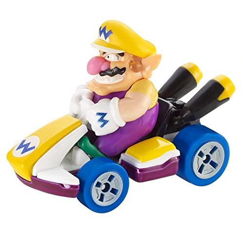 Hot Wheels Mario Kart Wario Die-Cast Character Car 1:64 Scale, Purple