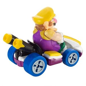 Hot Wheels Mario Kart Wario Die-Cast Character Car 1:64 Scale, Purple