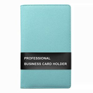 sooez leather business card book holder, professional business cards book organizer pu name card credit cards book holder booklet, 240 card capacity (mint green)