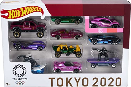 Hot Wheels Tokyo 2020 Olympics 10 Castings In 1 Pack Features 1:64 Scale Cars With Popular Sports Themes Treasure Hunt Car Collectible Ages 3 And Older