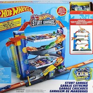 Hot Wheels City Stunt Garage Play Set Gift Idea for Ages 3 to 8 Years Elevator to Upper Levels Connects to Other Sets, Boys