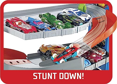 Hot Wheels City Stunt Garage Play Set Gift Idea for Ages 3 to 8 Years Elevator to Upper Levels Connects to Other Sets, Boys