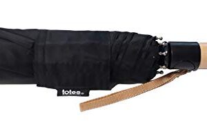 totes Auto Open Neverwet Wooden Duck Handle Umbrella, Color Black ~ 42" Arc