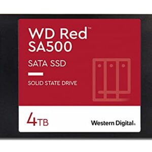 Western Digital 4TB WD Red SA500 NAS 3D NAND Internal SSD - SATA III 6 Gb/s, 2.5"/7mm, Up to 560 MB/s - WDS400T1R0A, Solid State Hard Drive