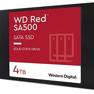 Western Digital 4TB WD Red SA500 NAS 3D NAND Internal SSD - SATA III 6 Gb/s, 2.5"/7mm, Up to 560 MB/s - WDS400T1R0A, Solid State Hard Drive