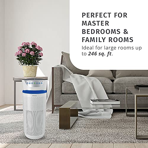 Homedics 5-in-1 UV-C Air Purifier - 360-Degree HEPA Filter for 1,192 Sq Ft, Large Air Purifiers for Bedroom and Home, Essential Oil Pads, Built-In Timer, 3 Speed Settings for Large Rooms, White