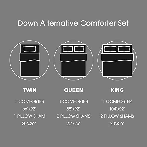 Basic Beyond Queen Comforter Set - Green Comforter Set Queen, Reversible Bed Comforter Queen Set for All Seasons, Black/Mint Leaf, 1 Comforter (88"x92") and 2 Pillow Shams (20"x26"+2")