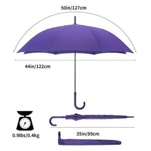 RUMBRELLA Purple UV Stick Umbrella Auto Open UPF 50+ with J Hook Handle 50IN