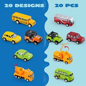 JOYIN 20 Piece Pull Back Cars, Die Cast Metal Toy Cars, Vehicle Set for Toddlers, Kids Play Cars, Matchbox Cars for Girls and Boys, Child Party Favors, Kids Best Gifts