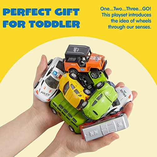 JOYIN 20 Piece Pull Back Cars, Die Cast Metal Toy Cars, Vehicle Set for Toddlers, Kids Play Cars, Matchbox Cars for Girls and Boys, Child Party Favors, Kids Best Gifts