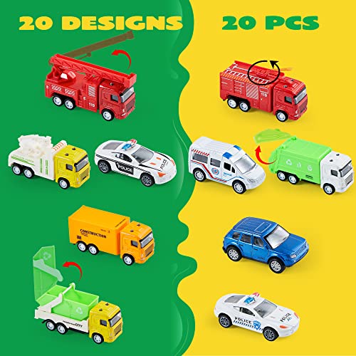 JOYIN 20 Piece Pull Back Cars, Die Cast Metal Toy Cars, Vehicle Set for Toddlers, Kids Play Cars, Matchbox Cars for Girls and Boys, Child Party Favors, Kids Best Gifts