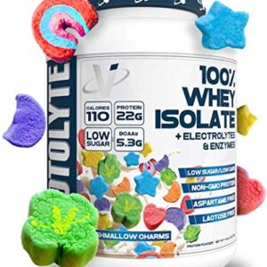 VMI Sports | ProtoLyte Whey Isolate Protein Powder | Low Calorie Whey Protein Powder for Weight Loss | Protein Powder for Muscle Gain | Digestive Enzymes | Non-GMO (Marshmallow Charms, 4.6 Pounds)