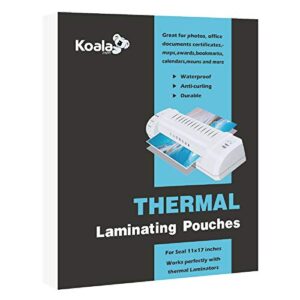 Koala Hot Thermal Laminating Pouches 3 mil 11.5x17.5 Inches Laminating Sheets for Seal 11x17 Inches Photos and Documents 55 Sheets for Extra Protection