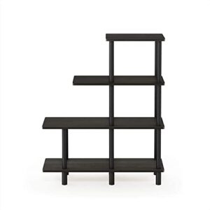 furinno turn-n-tube 4-tier cube ladder shelf, espresso/black