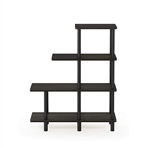 FURINNO Turn-N-Tube 4-Tier Cube Ladder Shelf, Espresso/Black